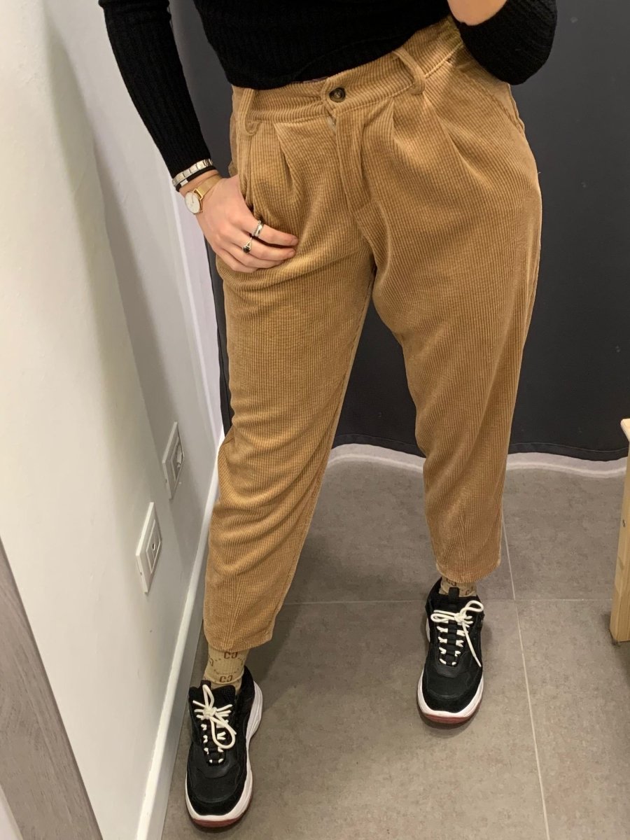 Pantaloni marroni a righine - Follie by Alice