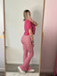 Pantaloni rosa a zampa con fantasia - Follie by Alice