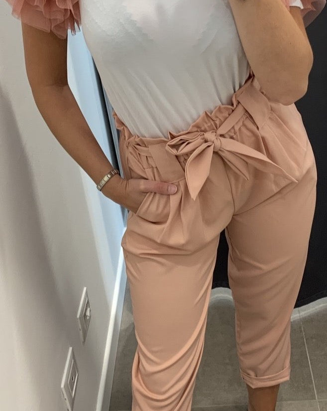 Pantaloni rosa con nodo e vita arricciata - Follie by Alice