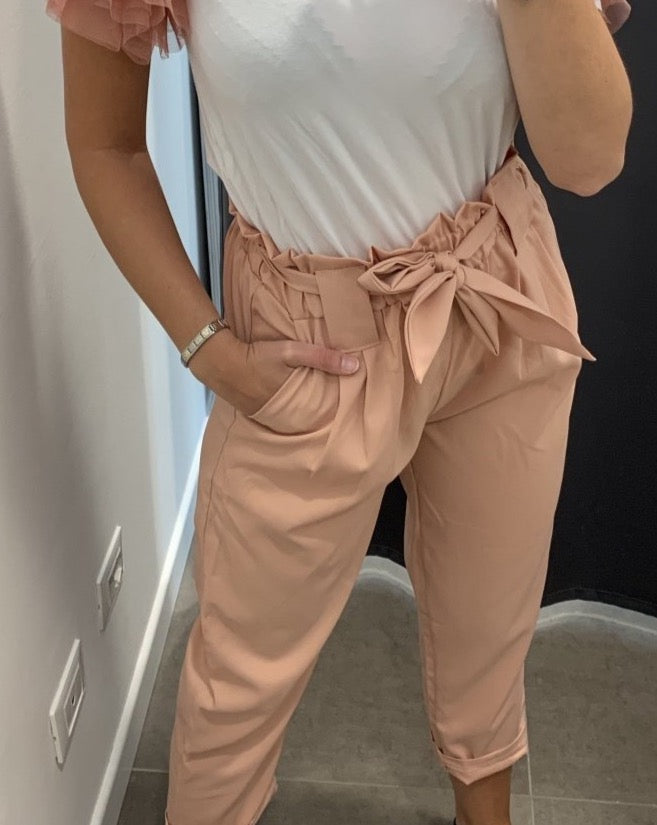 Pantaloni rosa con nodo e vita arricciata - Follie by Alice