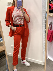 Pantaloni rossi con vita elasticizzata e cintura - Follie by Alice