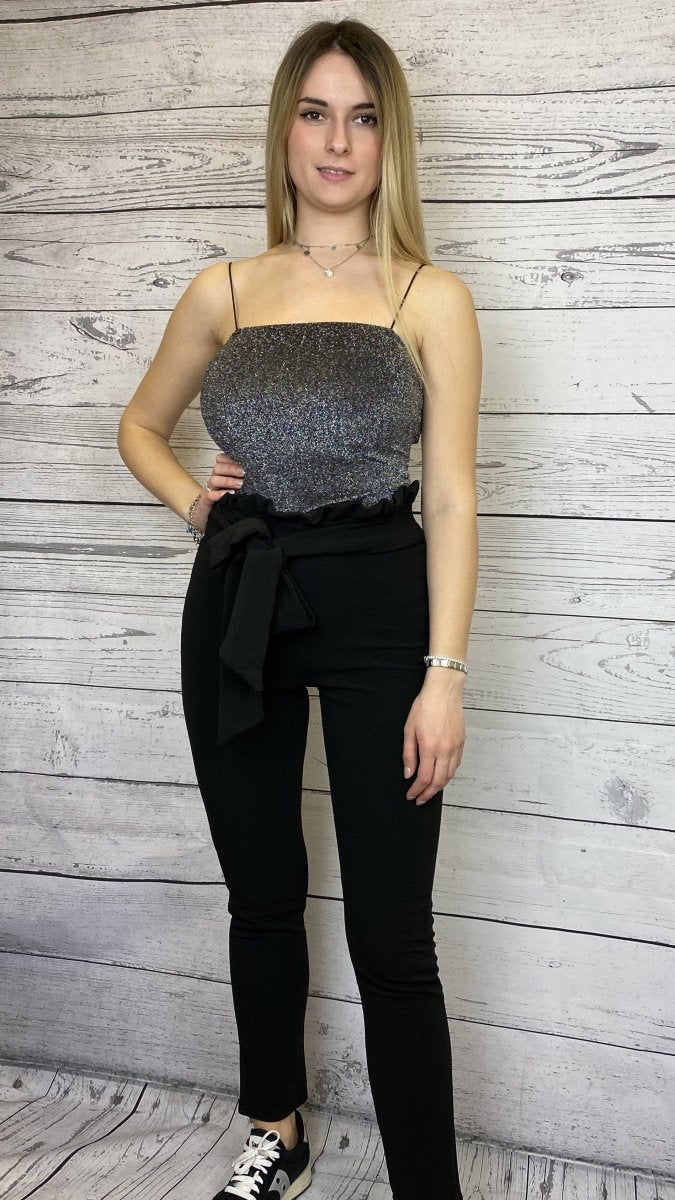 Pantaloni skinny neri con vita a volant - Follie by Alice