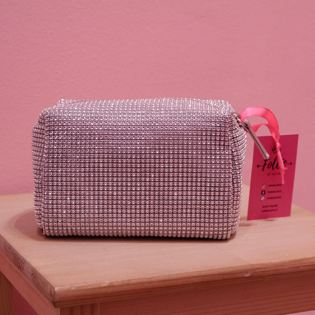 Pochette Laminata Matelassé Con Specchietto Argento Pochette Laminata Matelassé Con Specchietto Argento