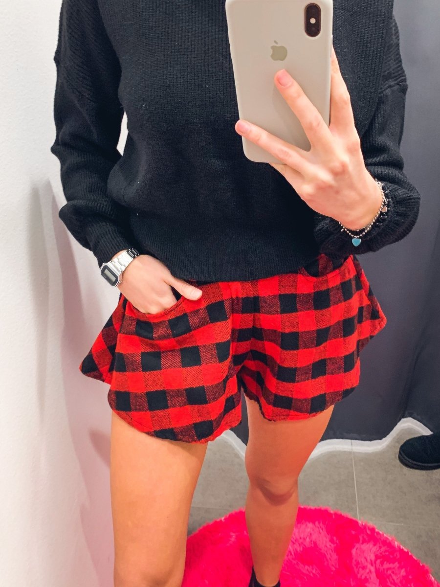 Shorts a quadri rossi e neri - Follie by Alice