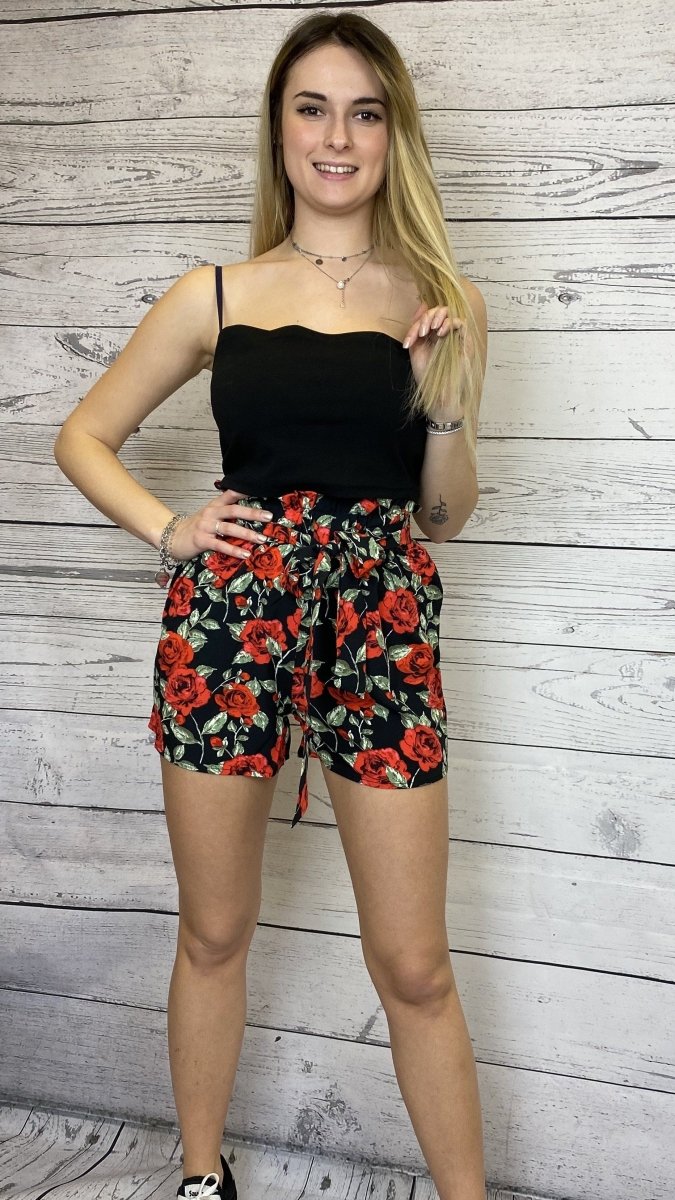 Shorts con cintura e stampa floreale - Follie by Alice
