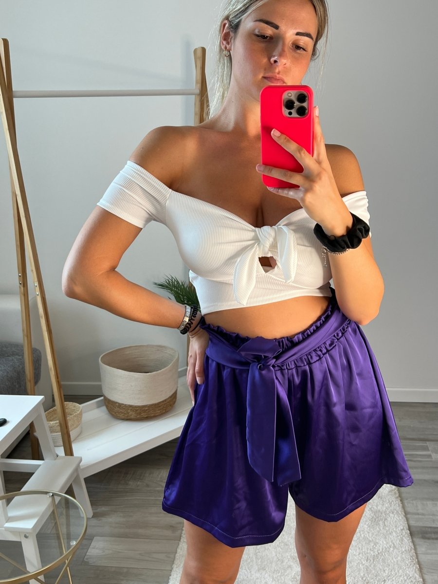 Shorts viola effetto satin – alternate