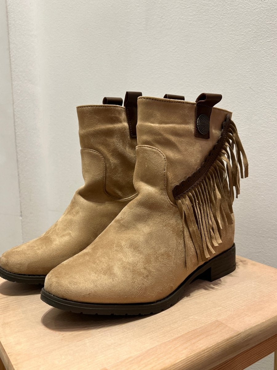 Stivaletto texano camperos marrone con frange