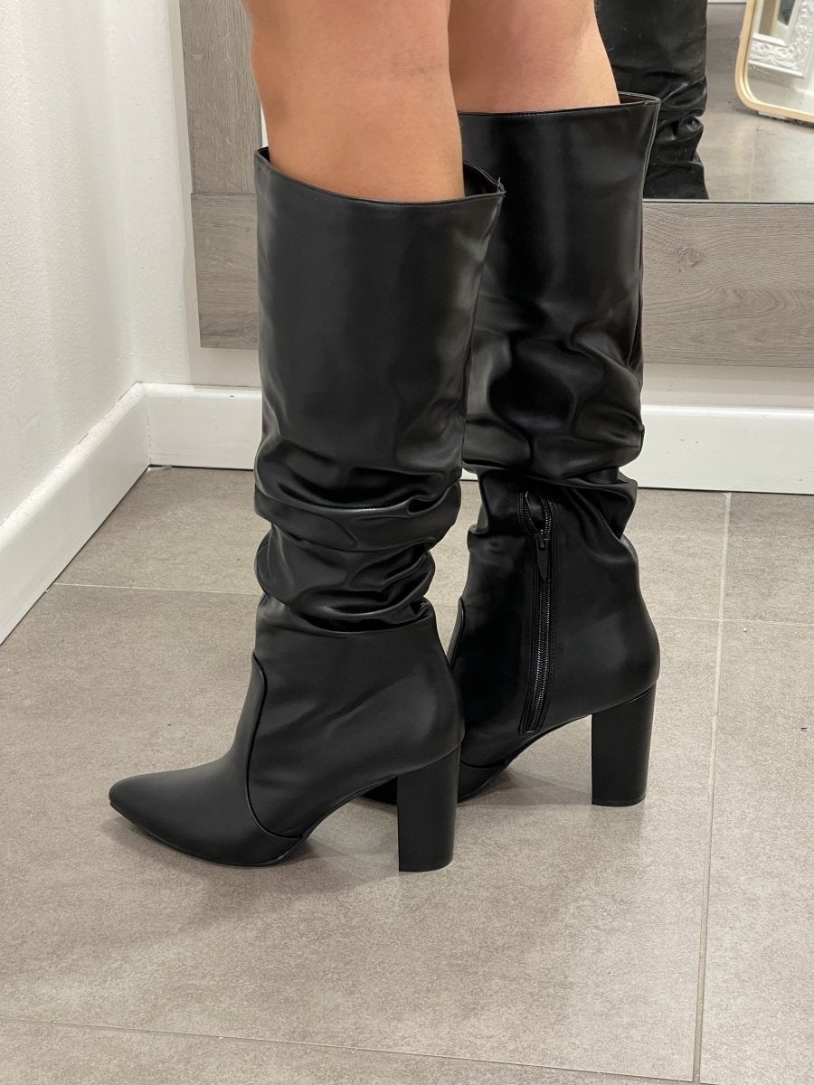 Camoscio Stivali Alti Arricciati Stivali Alti Con Zeppa Interna