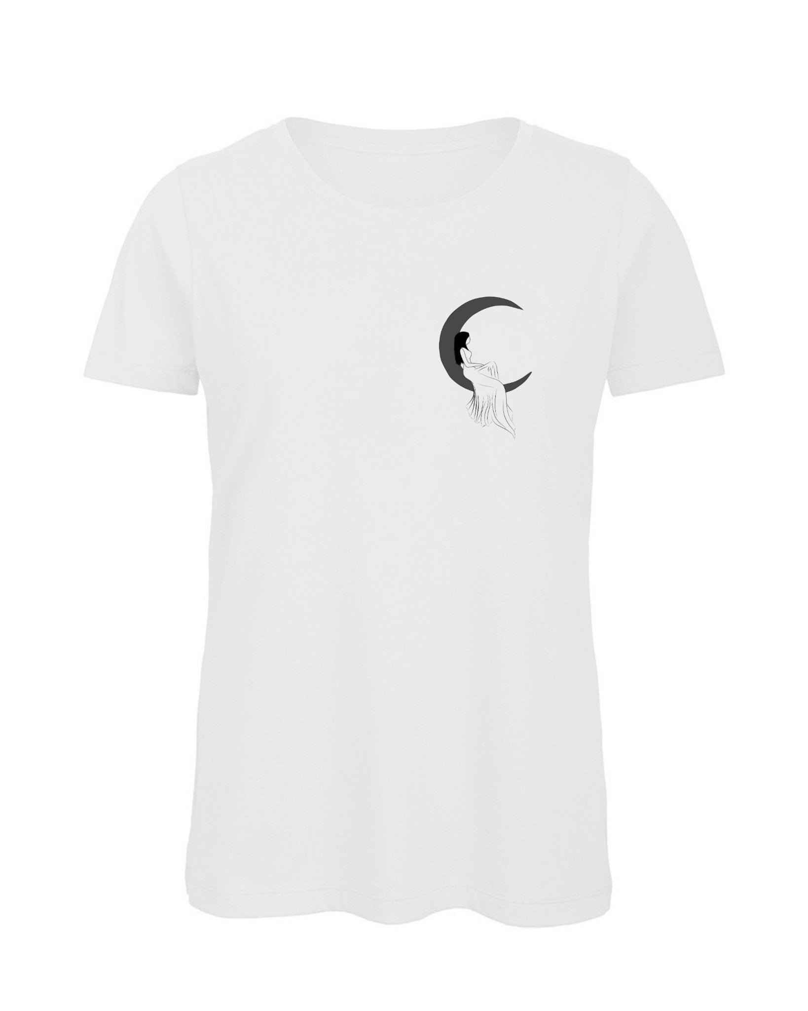 T-shirt bianca con ricamo Ragazza Sulla Luna - Follie by Alice