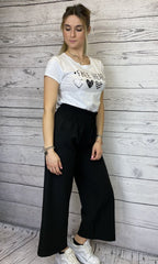 T-Shirt bianca con stampa cuori argento - Follie by Alice