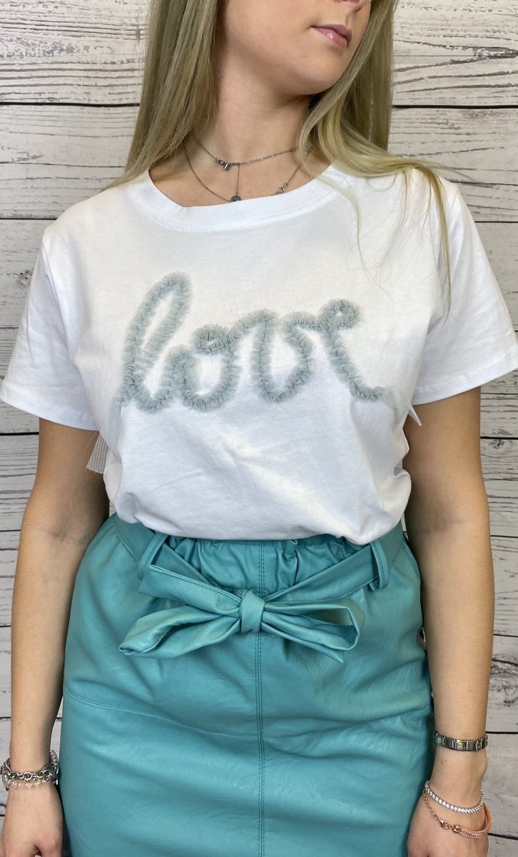 T-shirt con ricamo Love - Azzurro - Follie by Alice