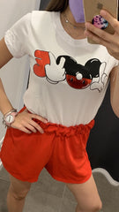 T-shirt con stampa rossa “Mickey Mouse” - Follie by Alice
