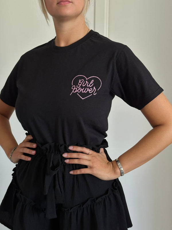 T-shirt nera con ricamo Girl Power - Follie by Alice