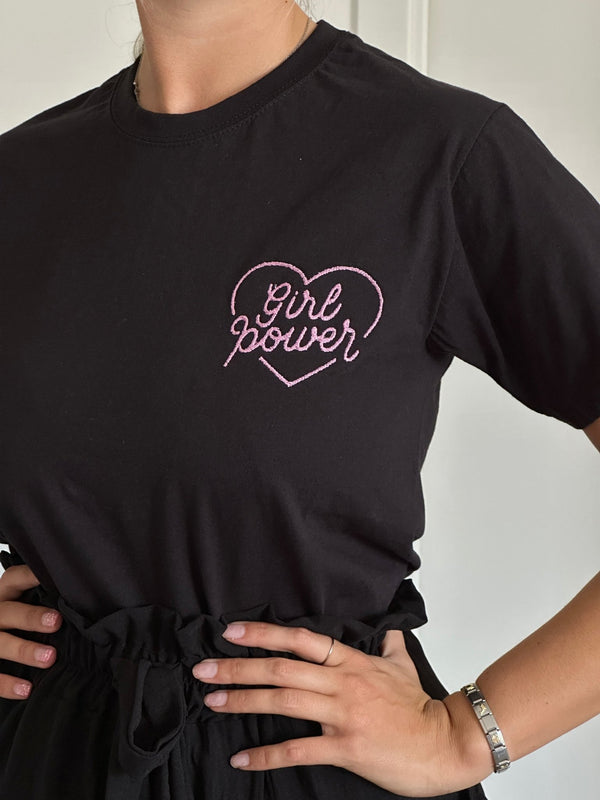 T-shirt nera con ricamo Girl Power - Follie by Alice