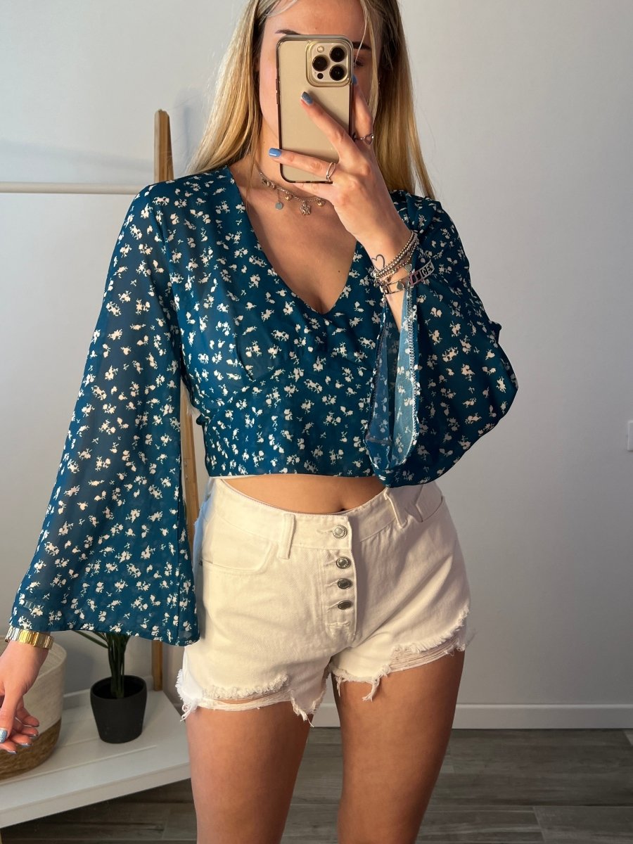 Top blu con stampa a contrasto - Follie by Alice Immagine principale del prodotto