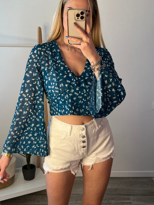 Top blu con stampa a contrasto - Follie by Alice