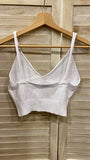 Top corto in maglia colore bianco con orlo a costine elasticizzato - Follie by Alice