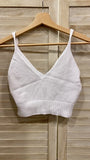 Top corto in maglia colore bianco con orlo a costine elasticizzato - Follie by Alice