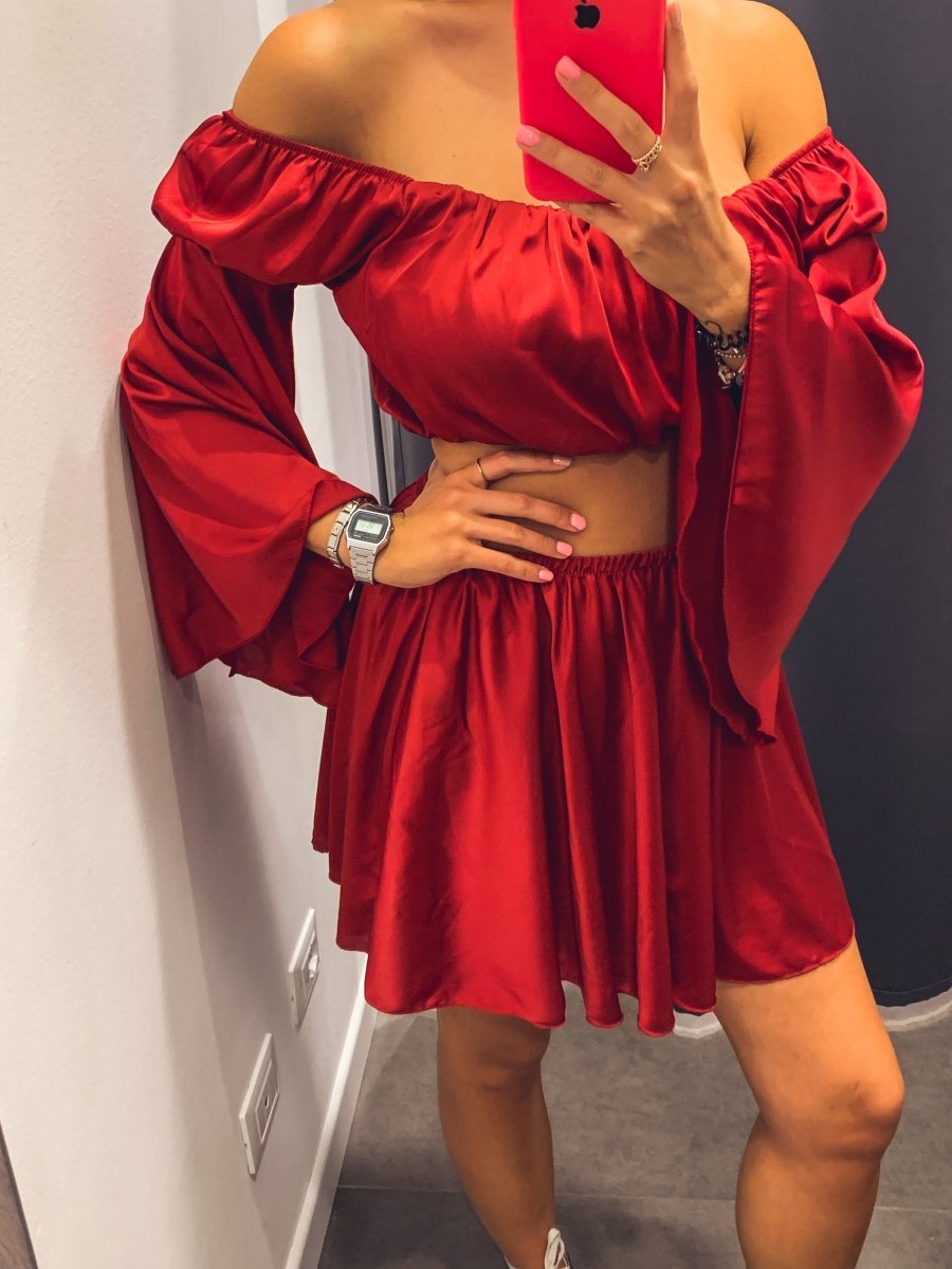 Top corto rosso con manica lunga - Follie by Alice