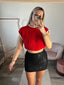 Top corto smanicato in maglia con bordi a contrasto - Follie by Alice