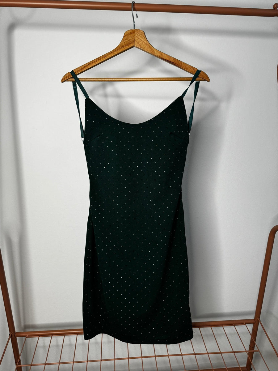 Tubino gioiello verde con strass