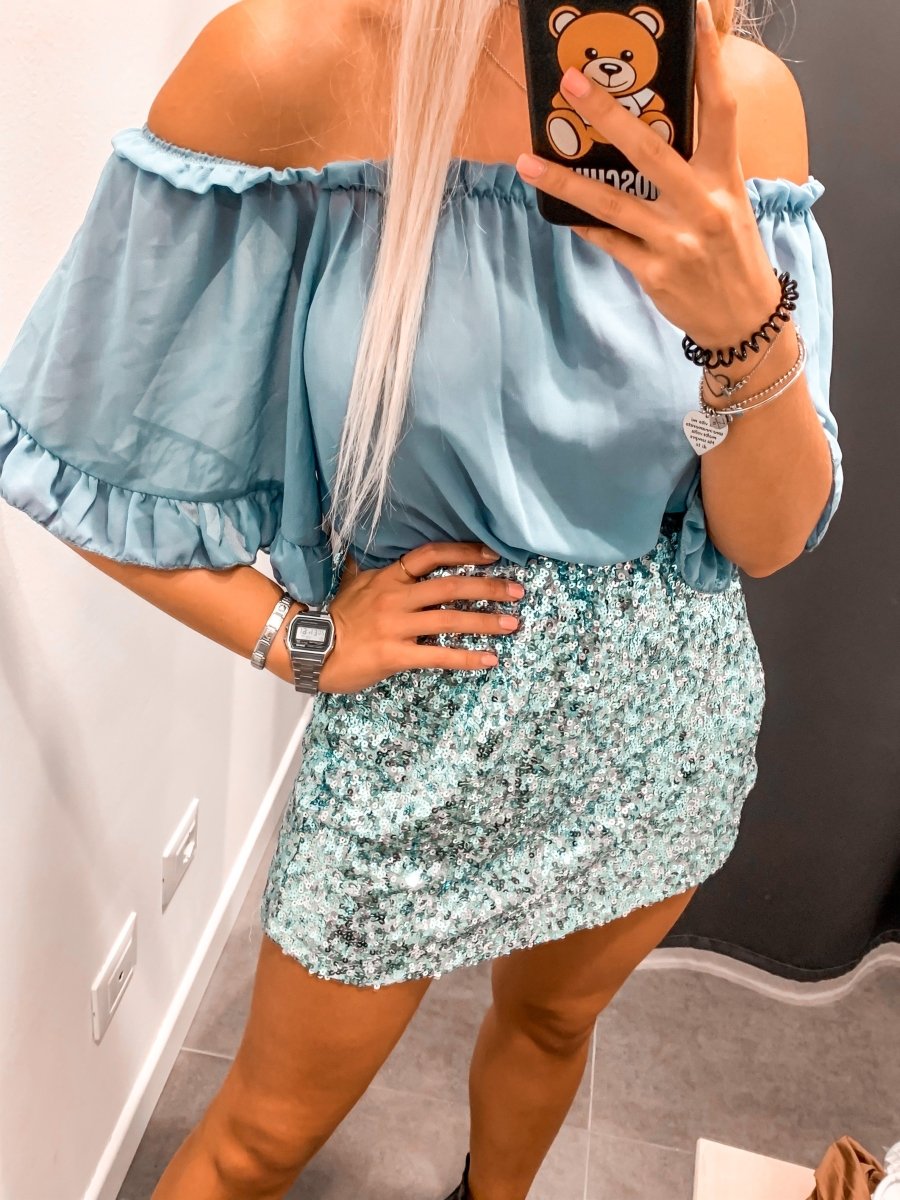 Tutina azzurra con paillettes - Follie by Alice