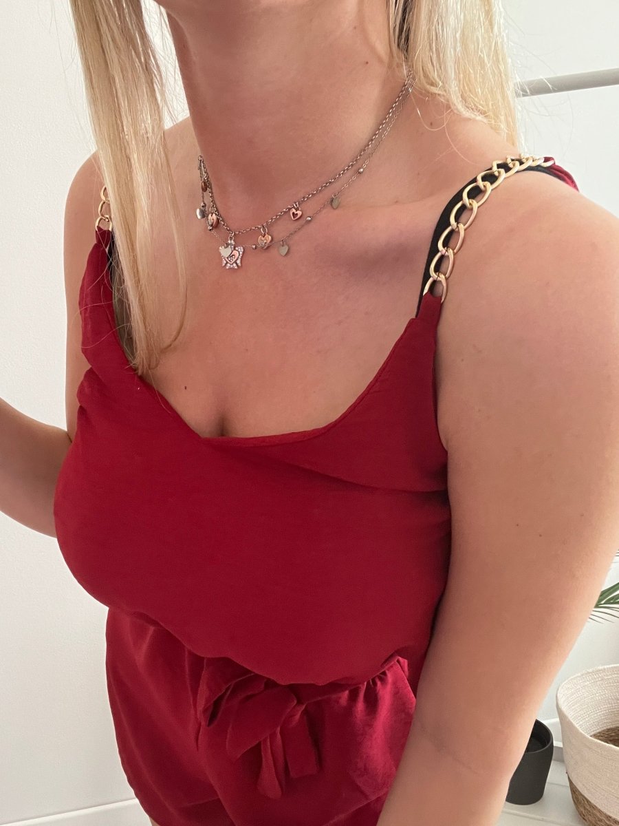 Tutina rossa con spalline catena - Follie by Alice Immagine secondaria del prodotto