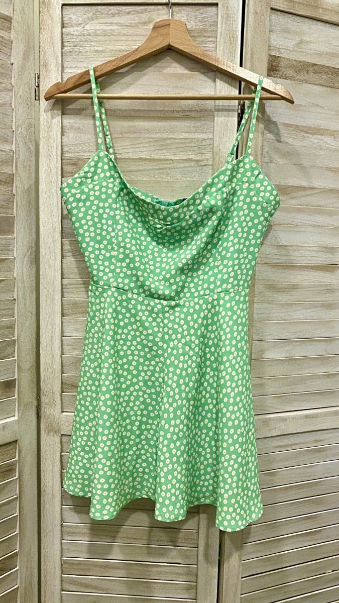 Tutina verde con spalline sottili e stampa fiori - Follie by Alice