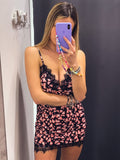 Vestitino animalier nero e rosa con dettagli in pizzo - Follie by Alice