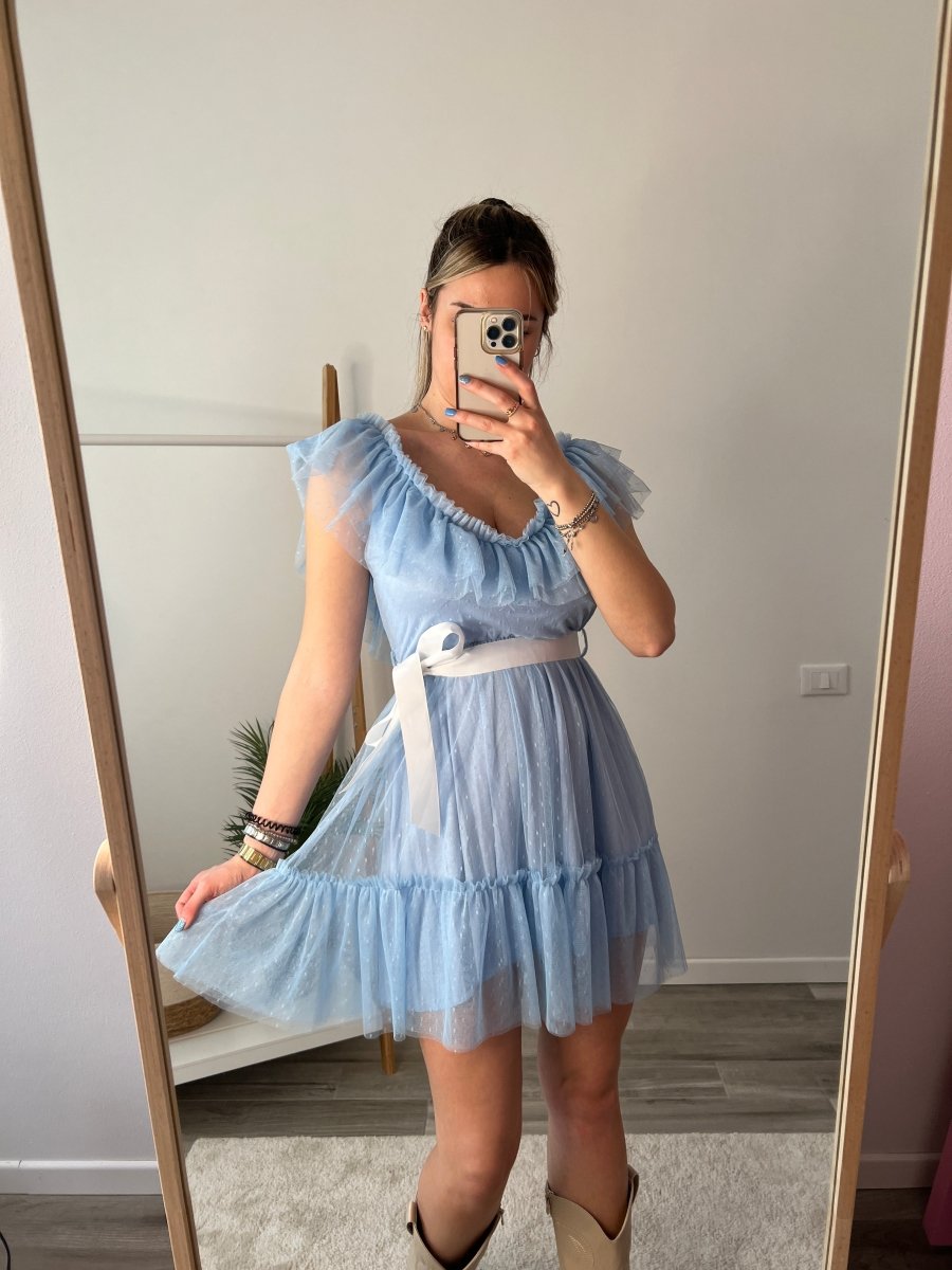 Vestitino azzurro con volant - Follie by Alice