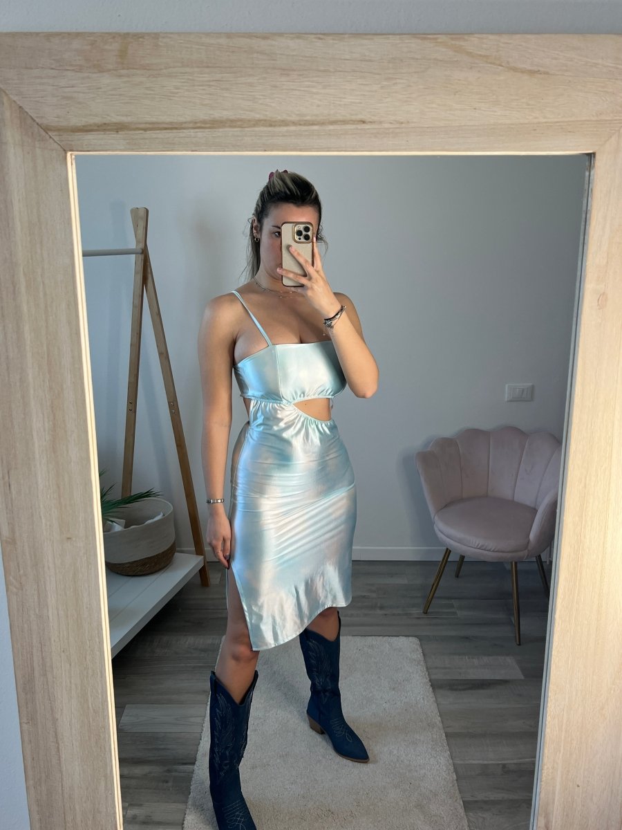 Vestitino azzurro satin cut - out - Follie by Alice