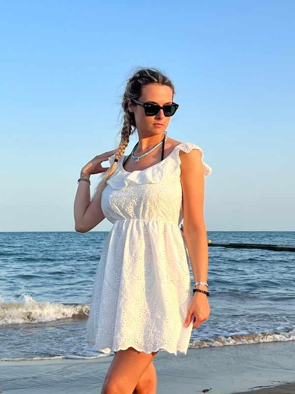 Vestitino bianco con dettagli in sangallo - Follie by Alice