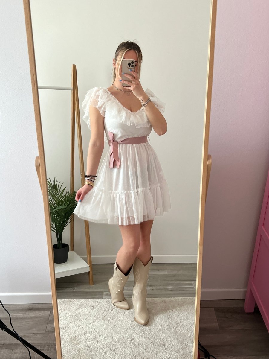 Vestitino bianco con volant - Follie by Alice