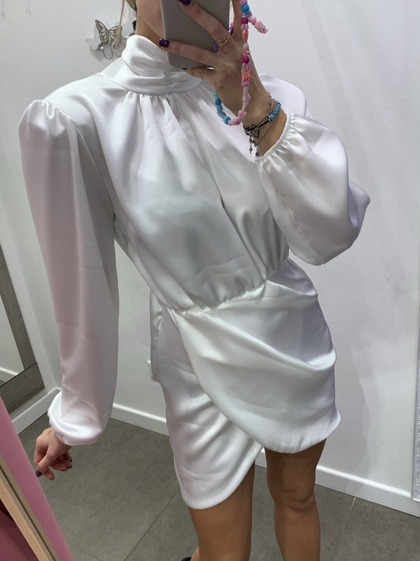 Vestitino bianco effetto satin a portafoglio - Follie by Alice