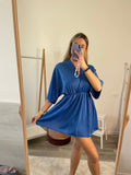 Vestitino blu effetto satin con maniche 3/4 - Follie by Alice