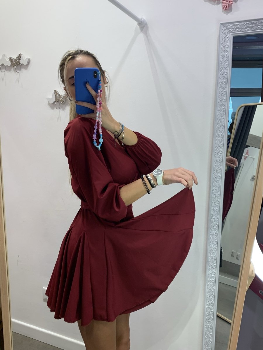 Vestitino bordeaux con ruches - Follie by Alice