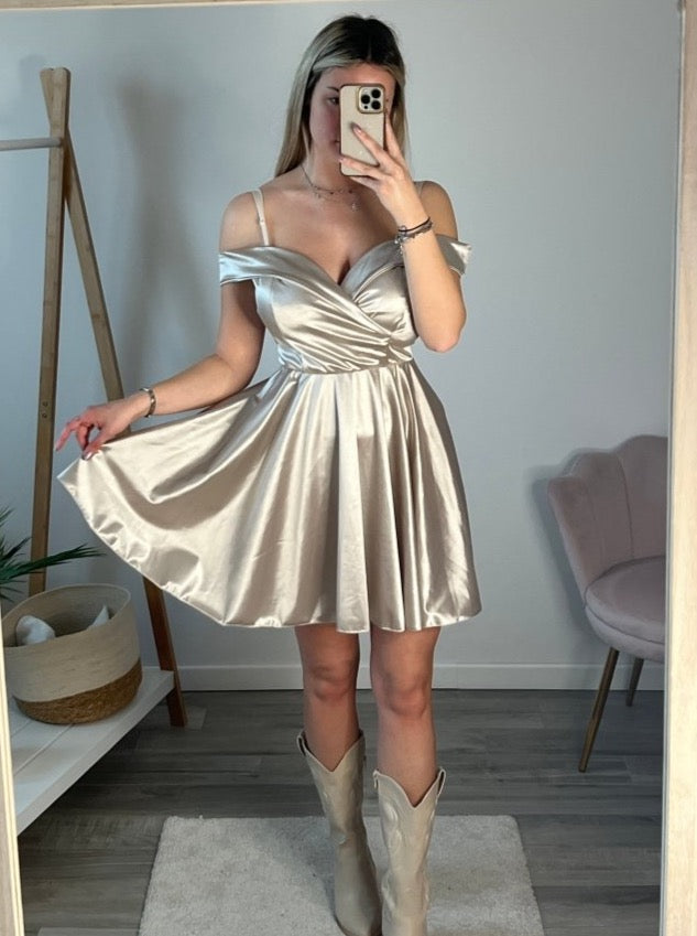 Vestitino champagne in raso - Follie by Alice