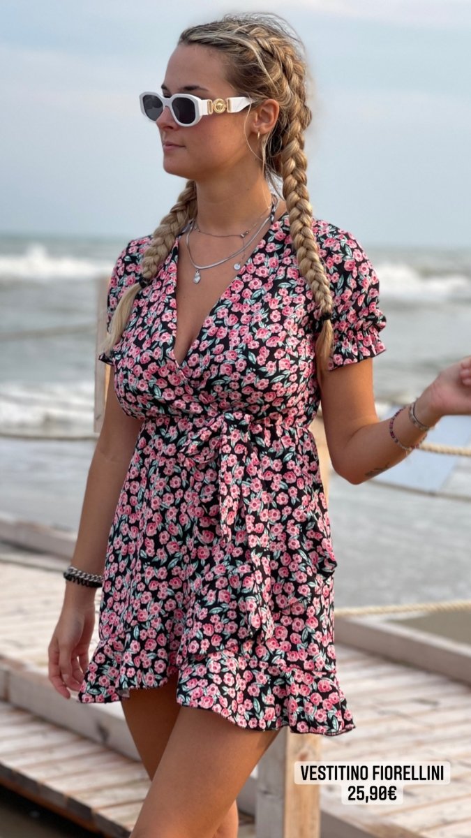 Vestitino nero con fiori rosa - Follie by Alice