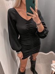 Vestitino nero con intreccio e maniche lunghe - Follie by Alice
