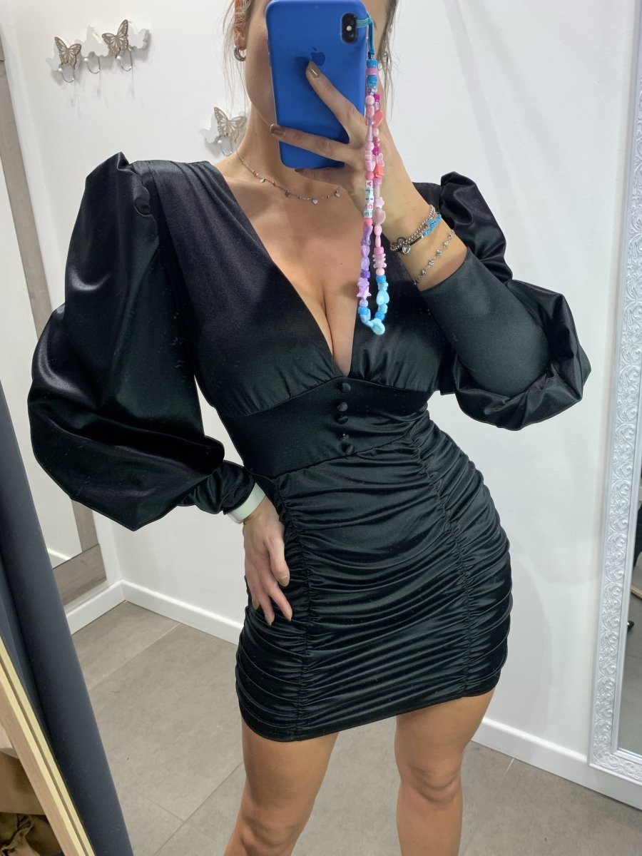 Vestitino nero effetto satin drappeggiato - Follie by Alice