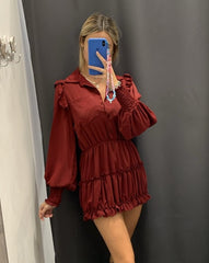 Vestitino rosso a balze con maniche lunghe - Follie by Alice
