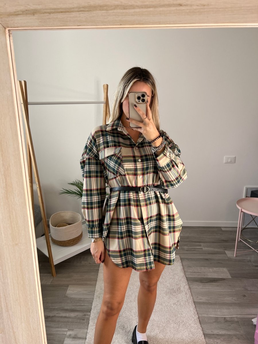 Vestito giacca beige con motivo scozzese – alternate