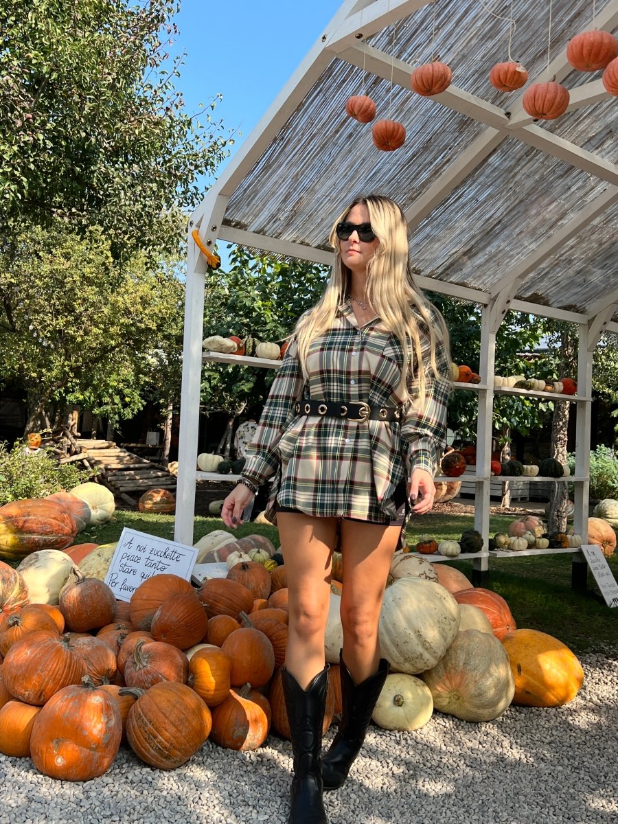 Vestito giacca beige con motivo scozzese - Follie by Alice