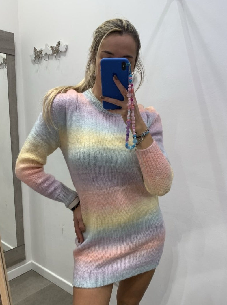 Vestito in maglia Rainbow tie-dye