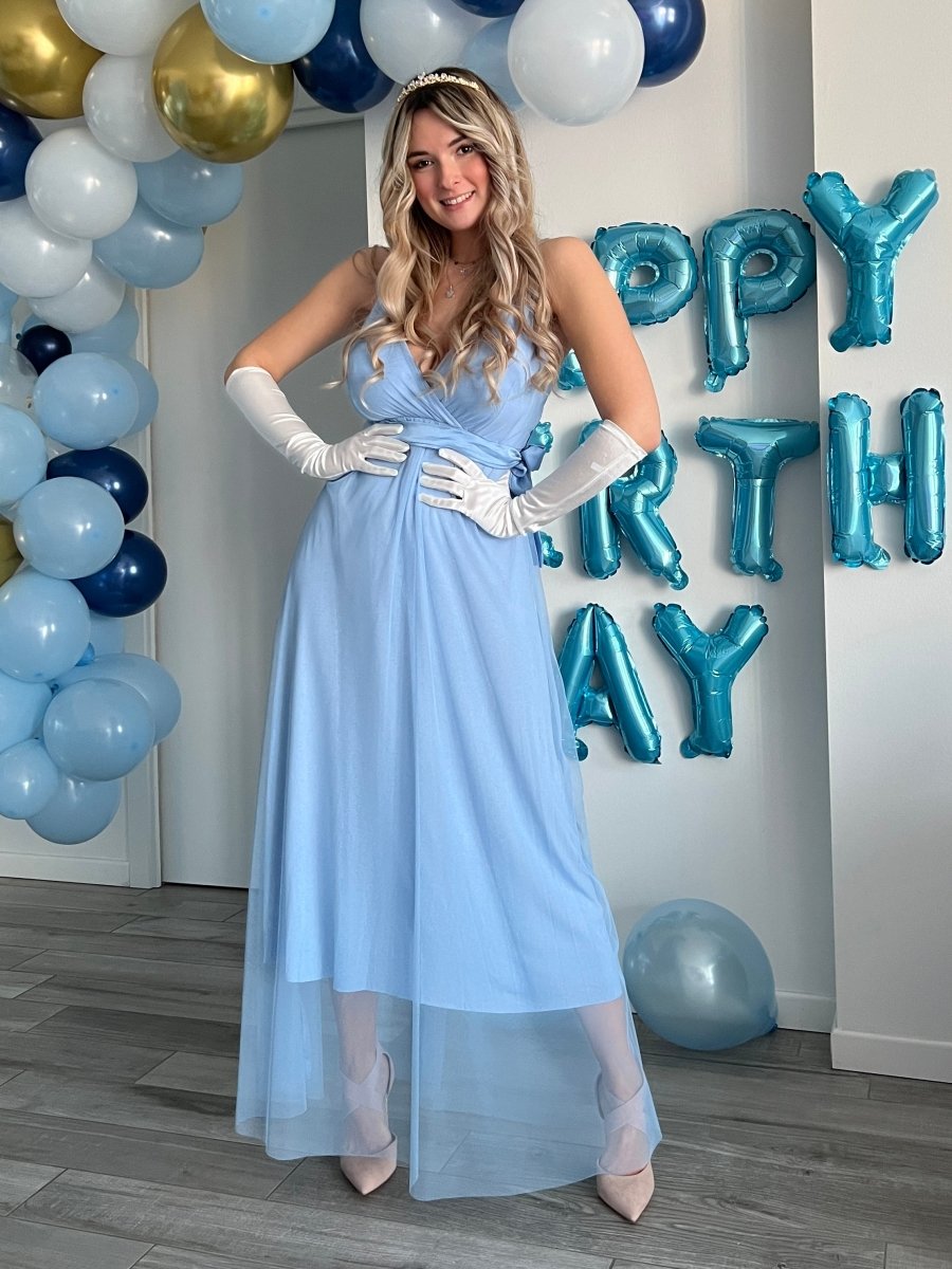 Vestito lungo azzurro in tulle - Follie by Alice