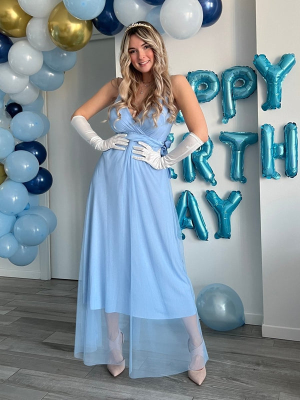 Vestito lungo azzurro in tulle - Follie by Alice