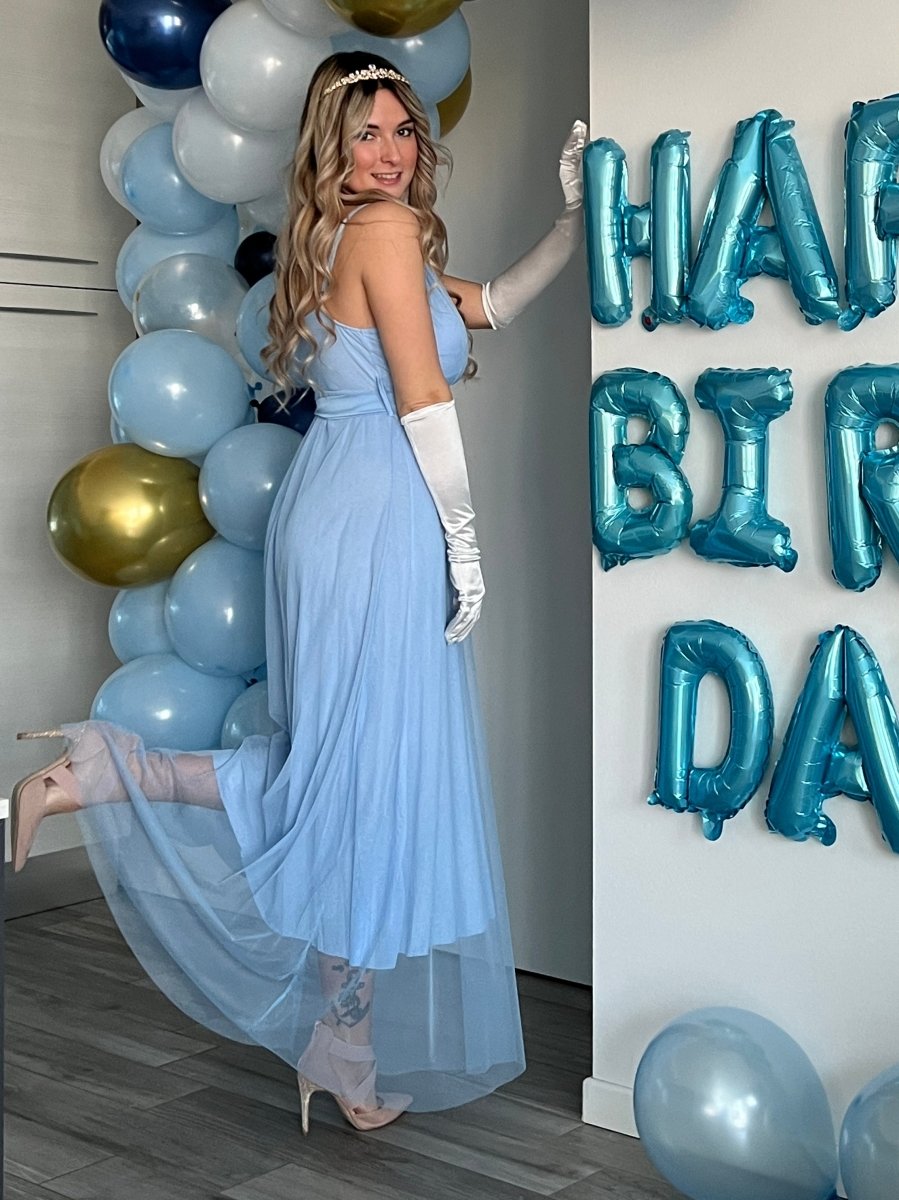 Vestito lungo azzurro in tulle – alternate