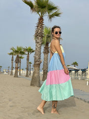 Vestito multicolor giallo, azzurro, rosa e turchese - Follie by Alice