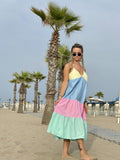 Vestito multicolor giallo, azzurro, rosa e turchese - Follie by Alice