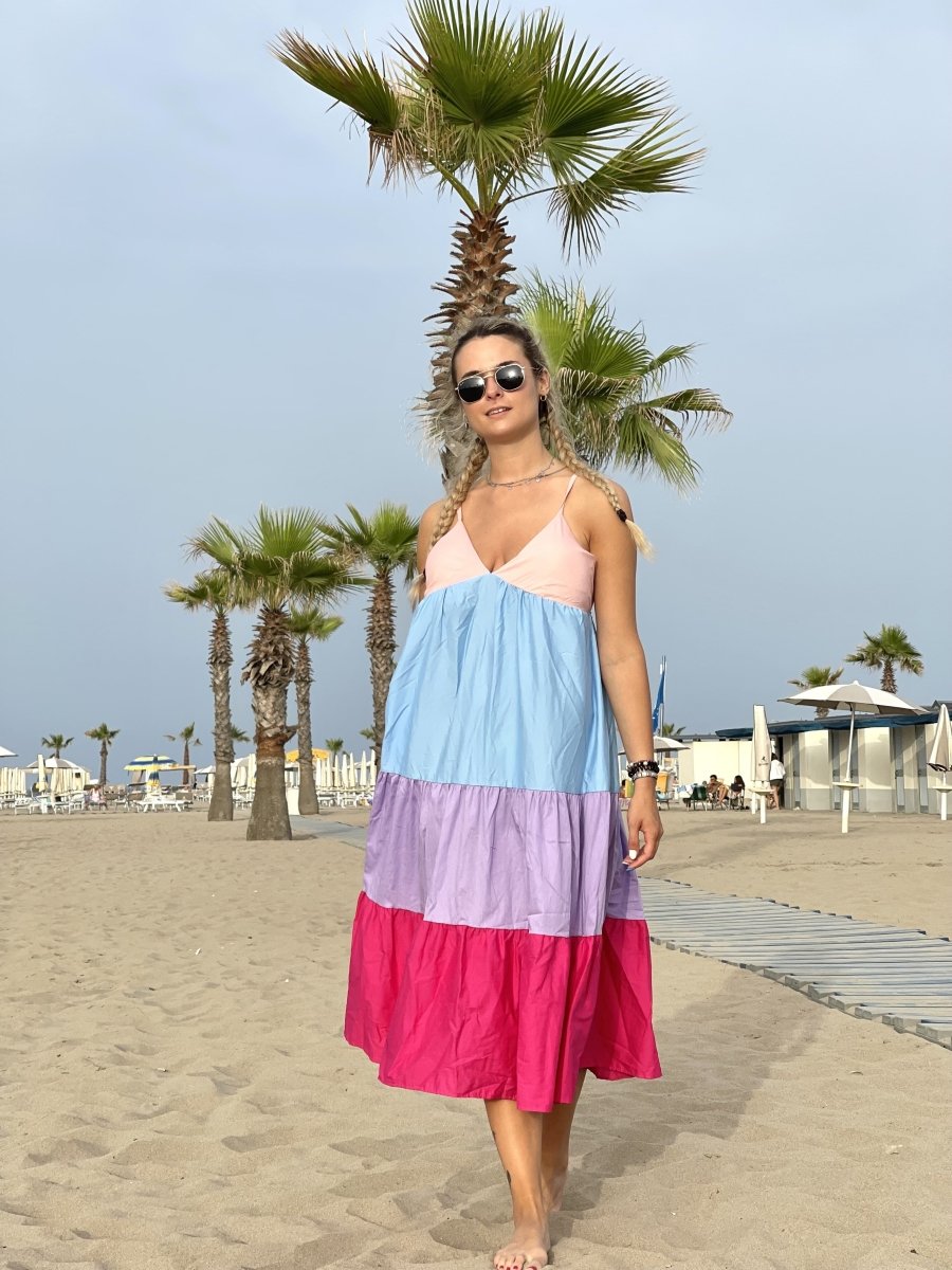 Vestito multicolor rosa, azzurro, lilla e fucsia - Follie by Alice